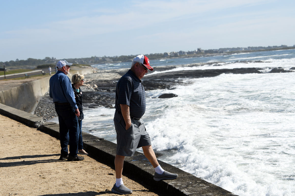 256 Ron and Kathie Klute and Gene Anderson enjoy the crashing waves at Brenton Point in Newport, R.I..jpg